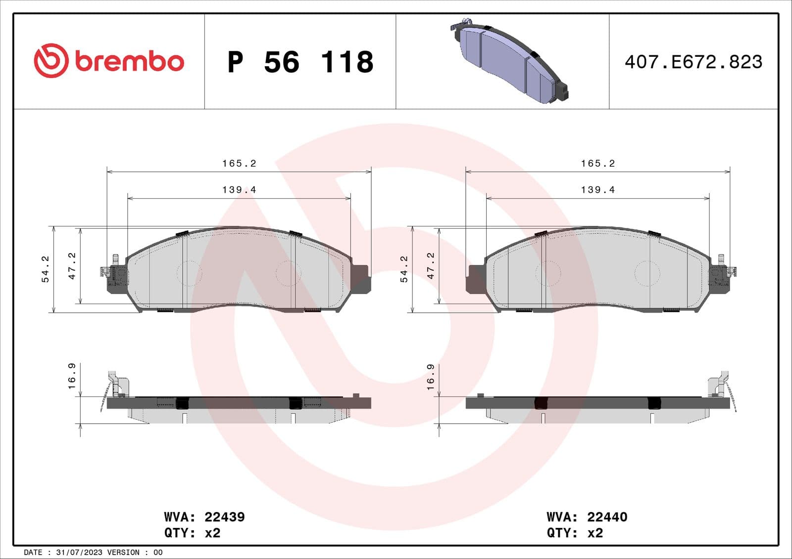 set placute frana,frana disc BREMBO PRIME LINE P 56 118