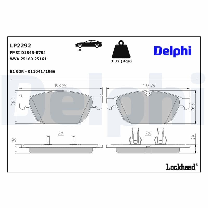 set placute frana,frana disc DELPHI LP2292