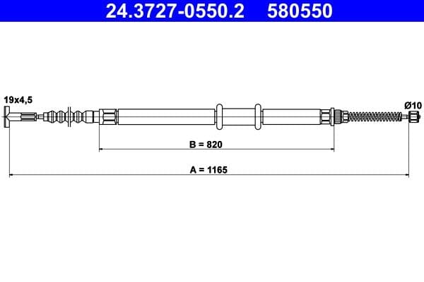 Cablu, frana de parcare ATE 24.3727-0550.2