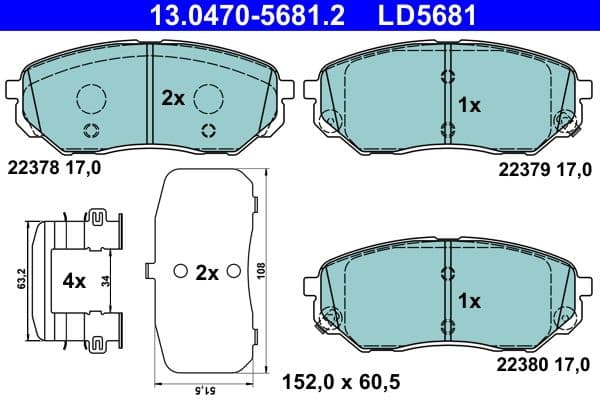 set placute frana,frana disc ATE Ceramic 13.0470-5681.2