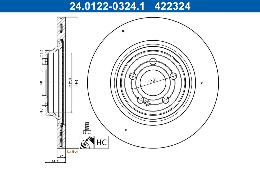 Disc frana ATE 24.0122-0324.1