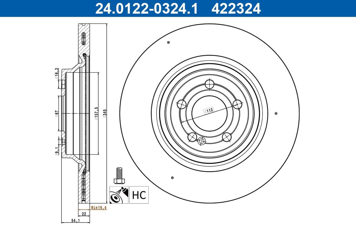 Disc frana ATE 24.0122-0324.1