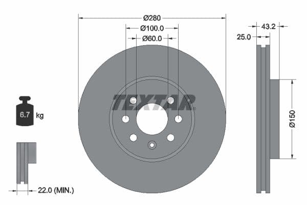 Disc frana TEXTAR PRO 92129303