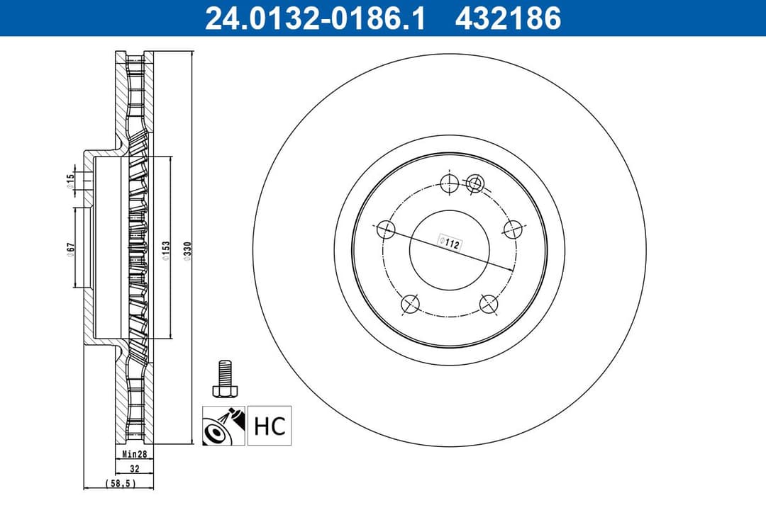 Disc frana ATE 24.0132-0186.1