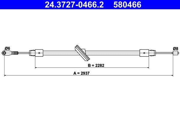 Cablu, frana de parcare ATE 24.3727-0466.2