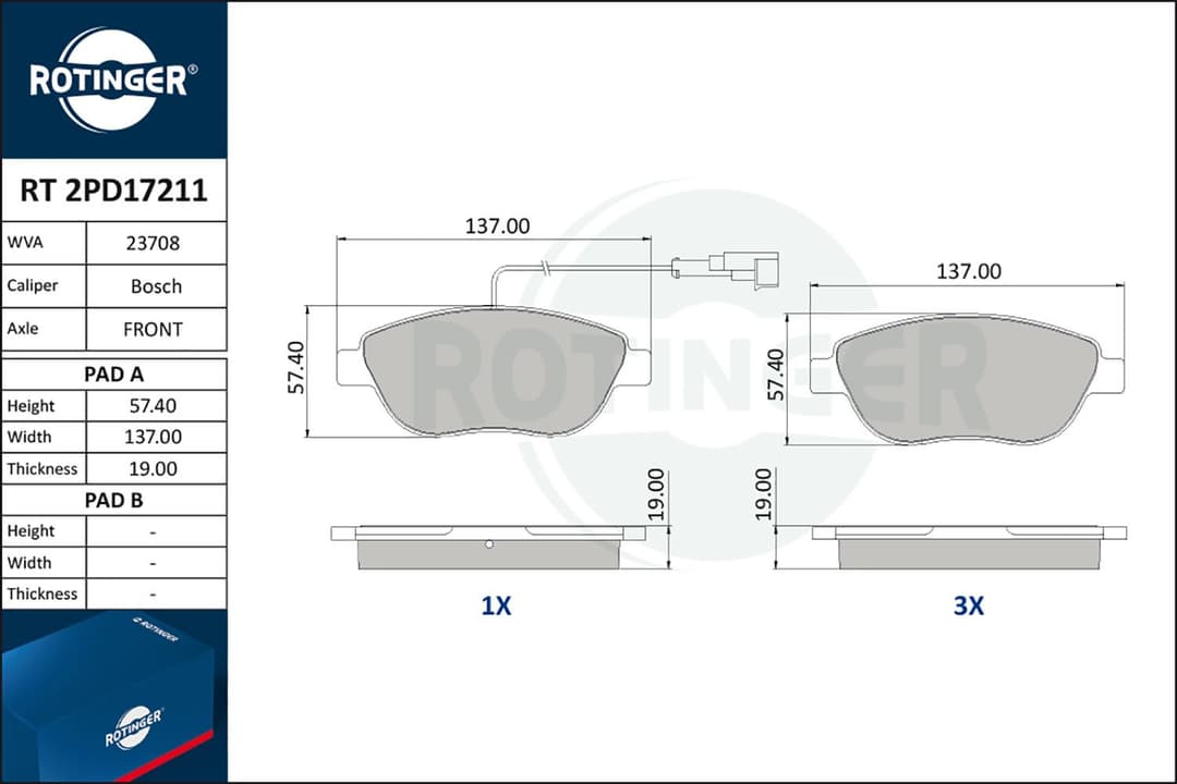 set placute frana,frana disc ROTINGER RT 2PD17211