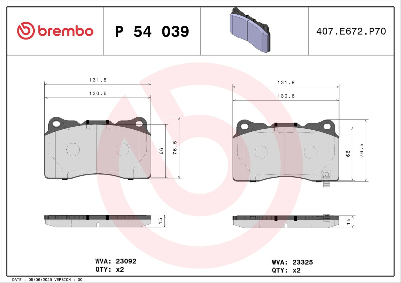 set placute frana,frana disc BREMBO PRIME LINE P 54 039