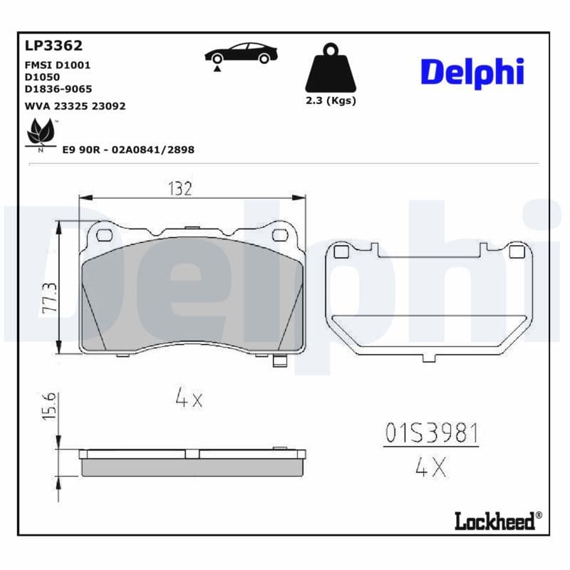 set placute frana,frana disc DELPHI LP3362