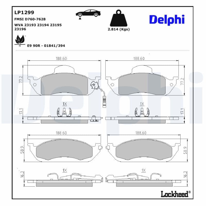 set placute frana,frana disc DELPHI LP1299