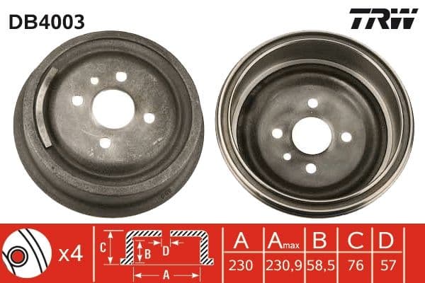 Tambur frana TRW DB4003