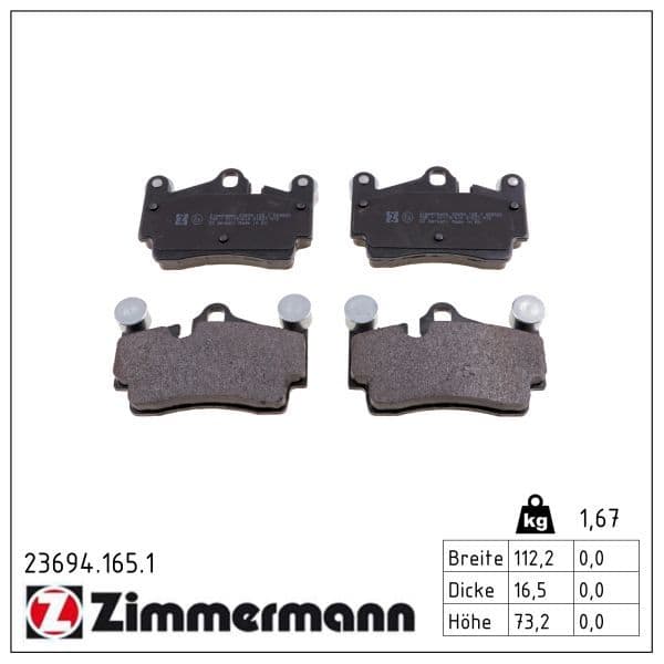 set placute frana,frana disc ZIMMERMANN 23694.165.1