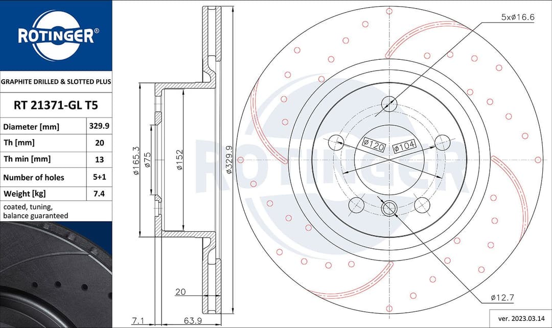 Disc frana ROTINGER RT 21371-GL T5