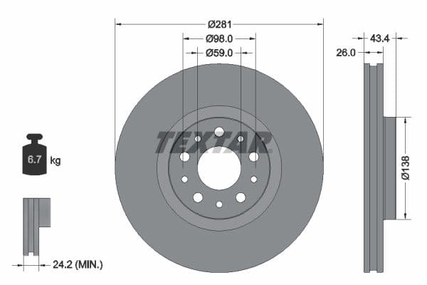 Disc frana TEXTAR PRO 92304803