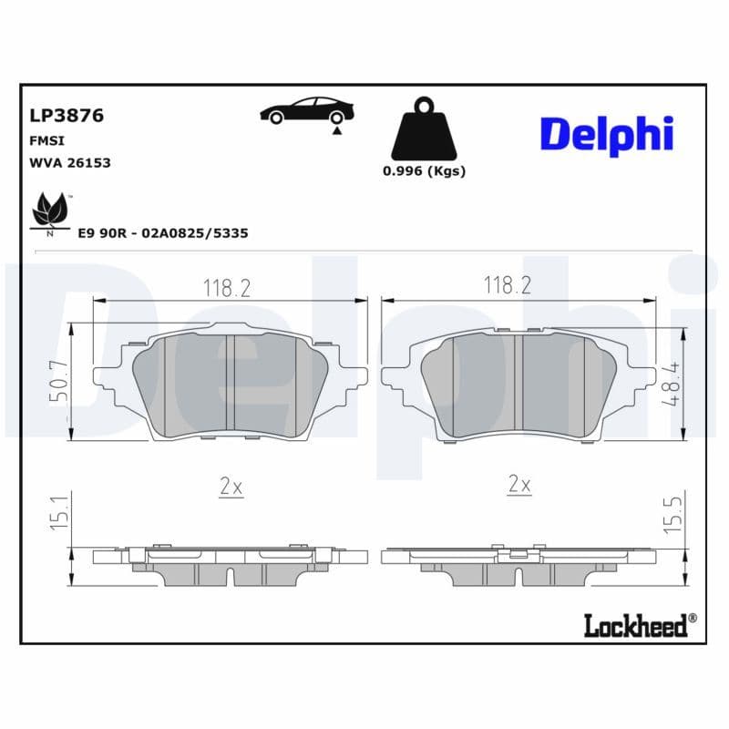 set placute frana,frana disc DELPHI LP3876