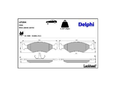 set placute frana,frana disc DELPHI LP204