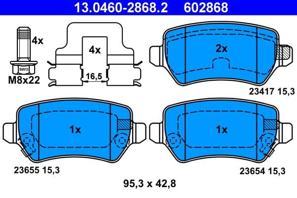 set placute frana,frana disc ATE 13.0460-2868.2