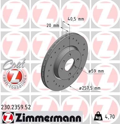 Disc frana ZIMMERMANN 230.2359.52
