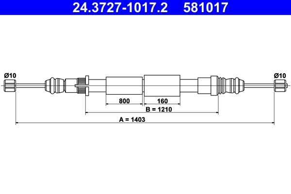 Cablu, frana de parcare ATE 24.3727-1017.2