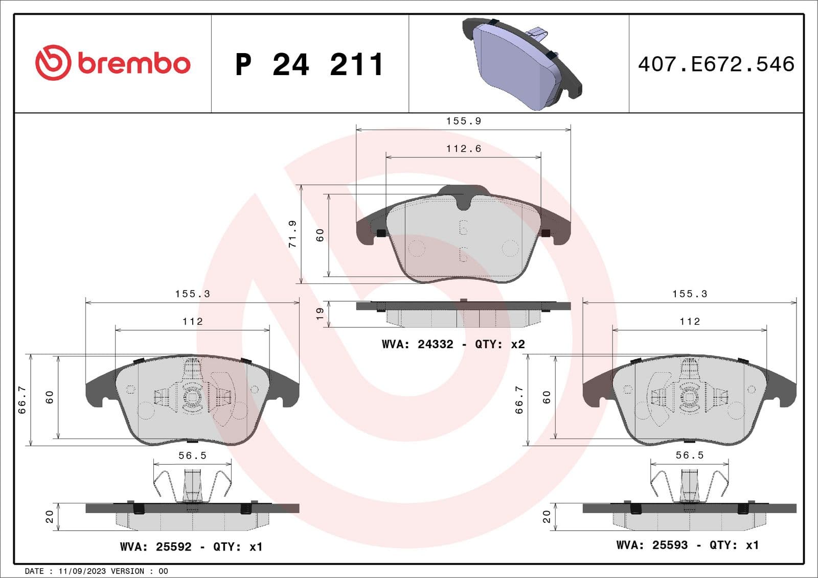 set placute frana,frana disc BREMBO PRIME LINE P 24 211