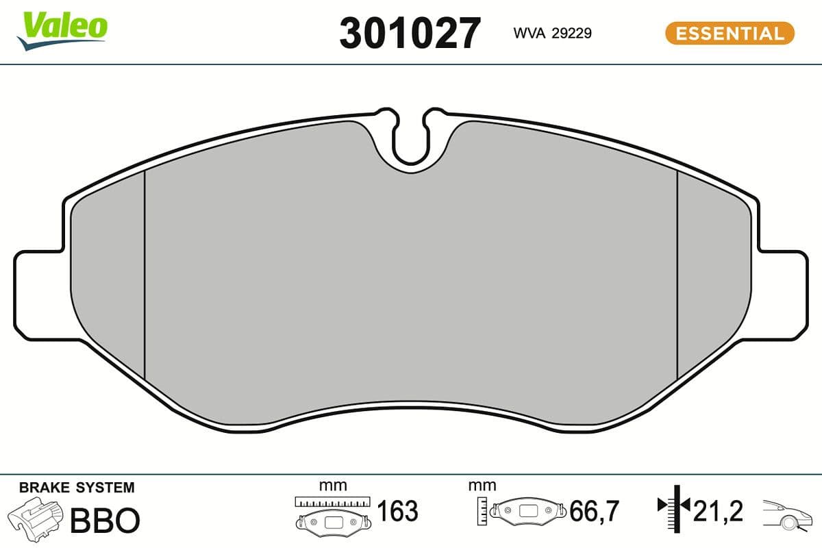 set placute frana,frana disc VALEO ESSENTIAL 301027