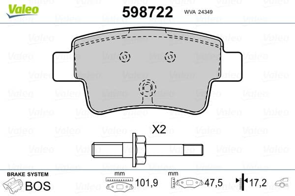 set placute frana,frana disc VALEO 598722