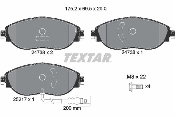 set placute frana,frana disc TEXTAR Q+ 2473801