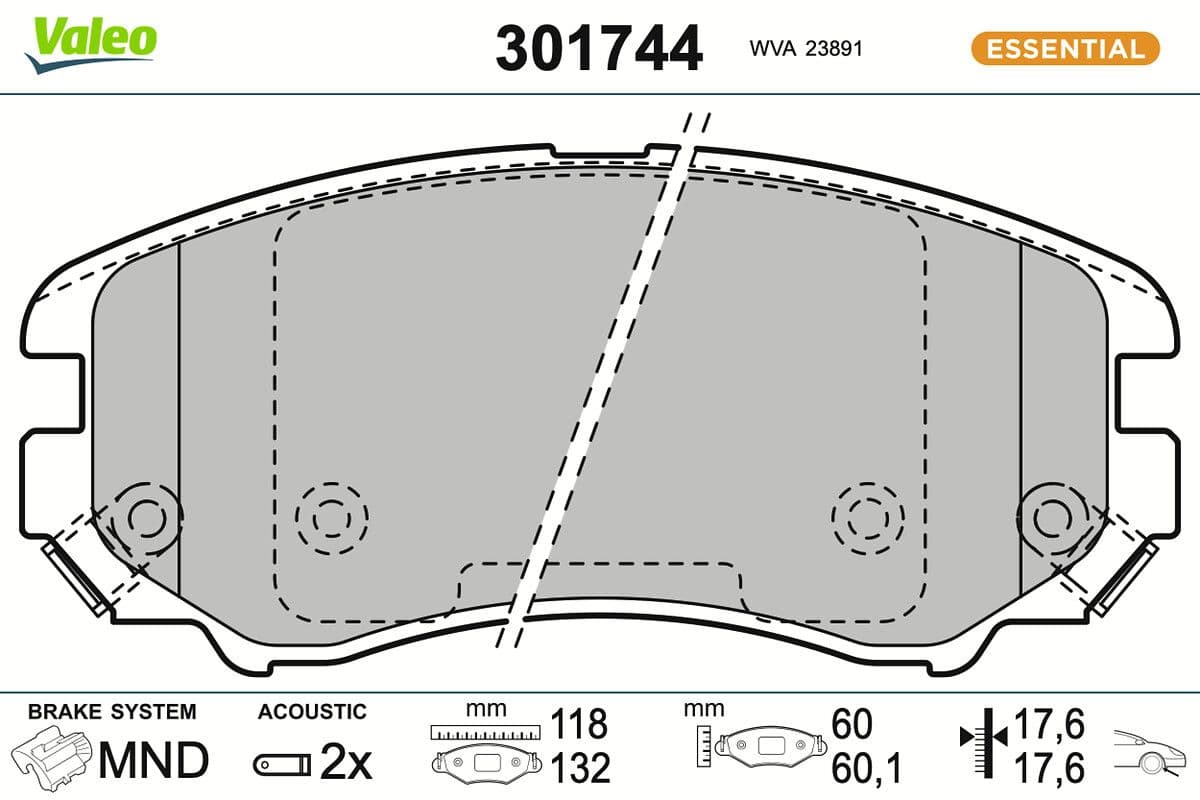 set placute frana,frana disc VALEO ESSENTIAL 301744