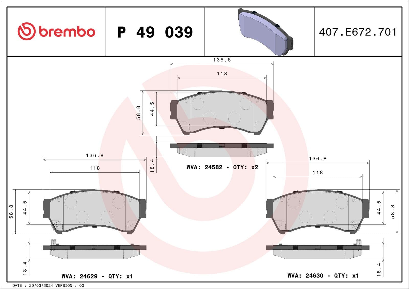 set placute frana,frana disc BREMBO PRIME LINE P 49 039