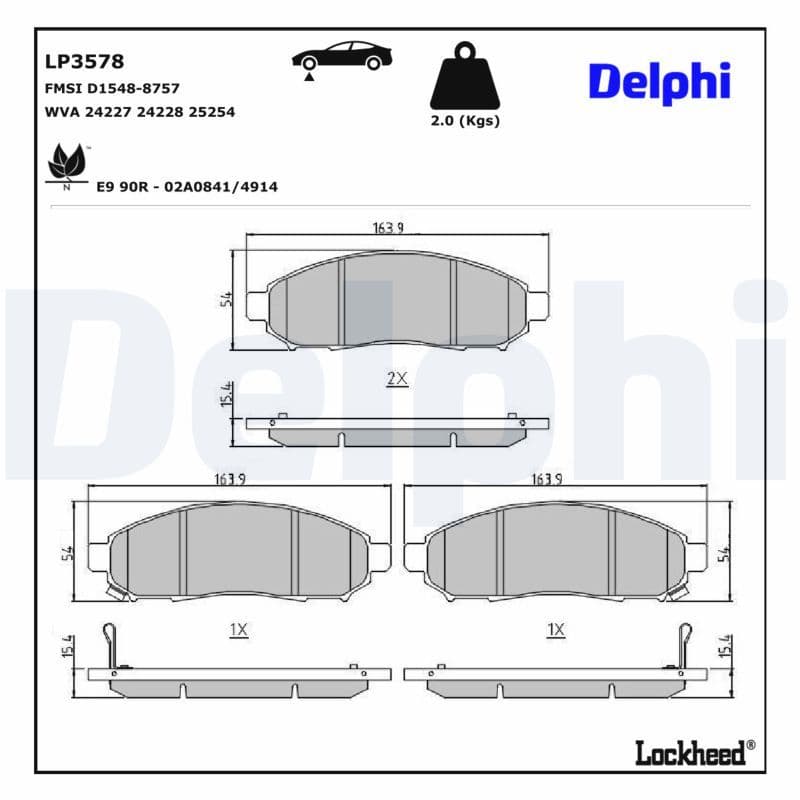 set placute frana,frana disc DELPHI LP3578