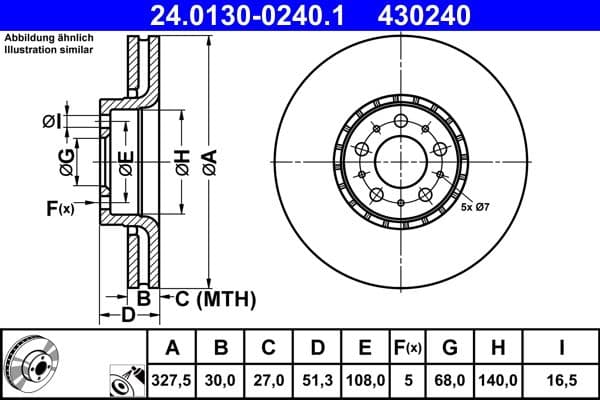Disc frana ATE 24.0130-0240.1