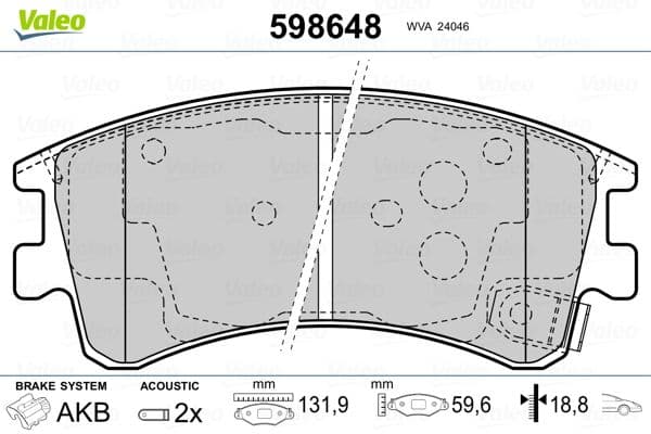 set placute frana,frana disc VALEO 598648