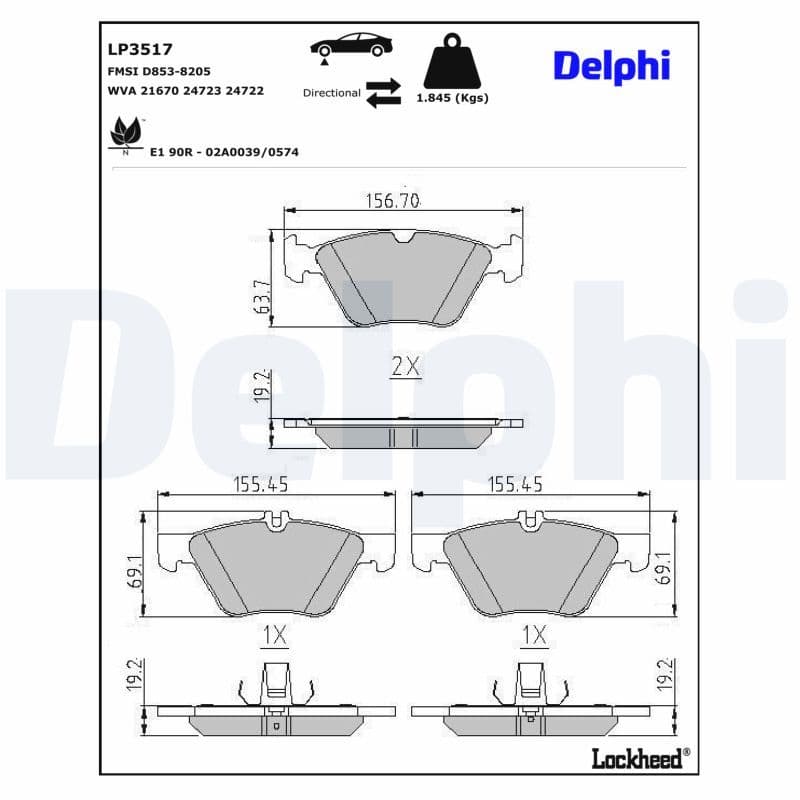 set placute frana,frana disc DELPHI LP3517