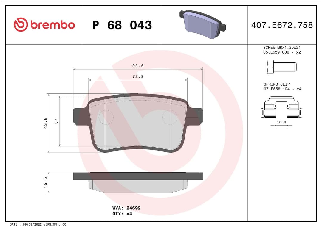 set placute frana,frana disc BREMBO PRIME LINE P 68 043