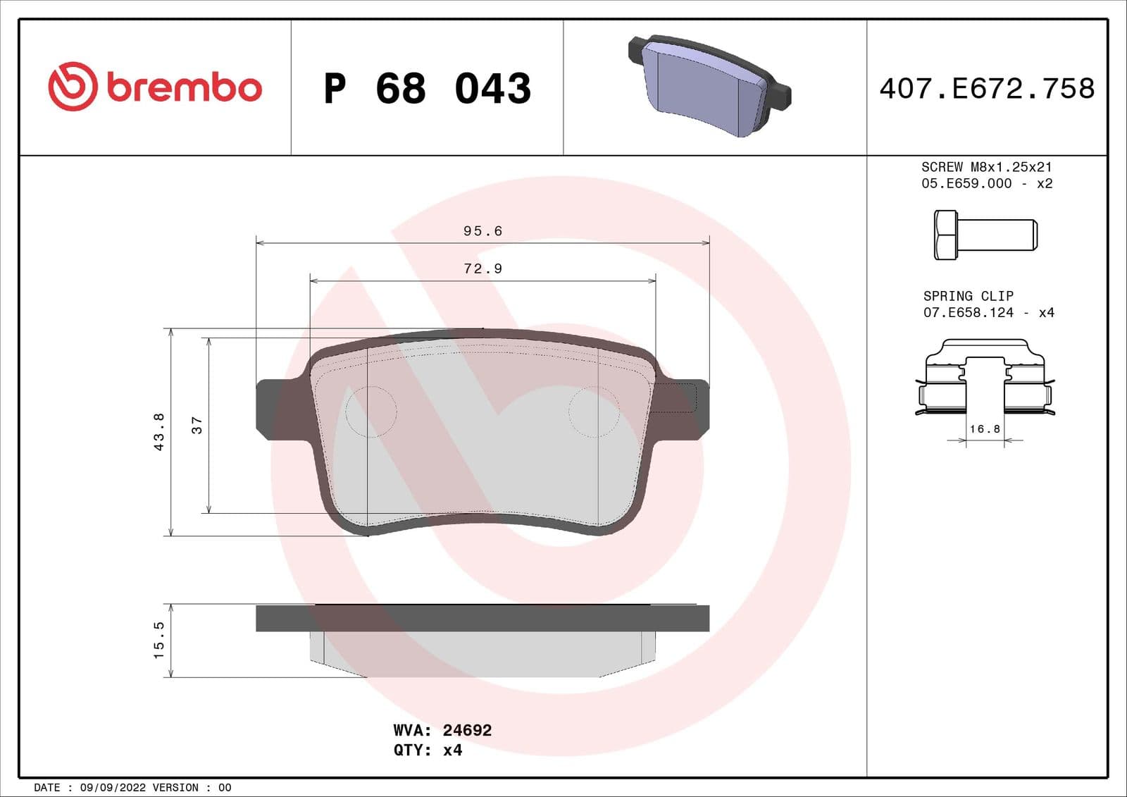 set placute frana,frana disc BREMBO PRIME LINE P 68 043