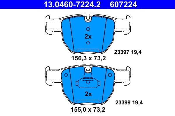 set placute frana,frana disc ATE 13.0460-7224.2