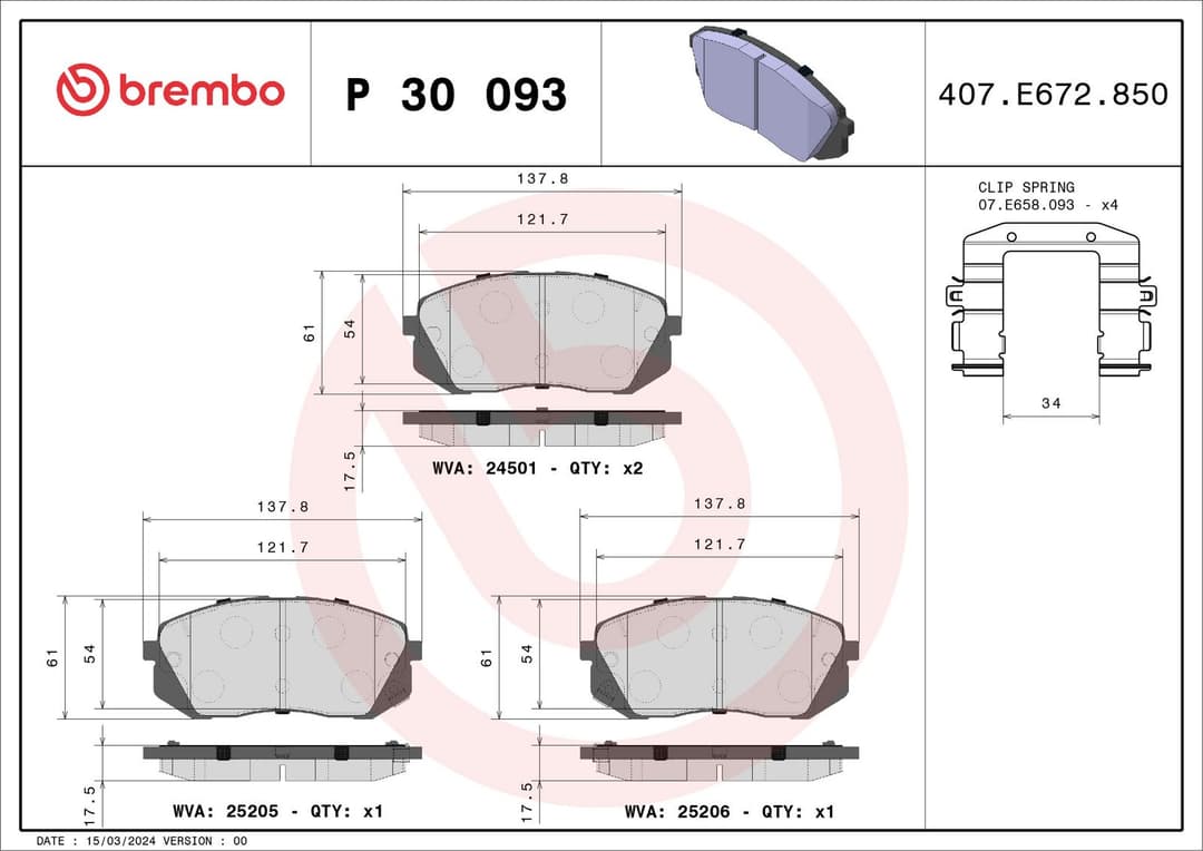 set placute frana,frana disc BREMBO PRIME LINE P 30 093