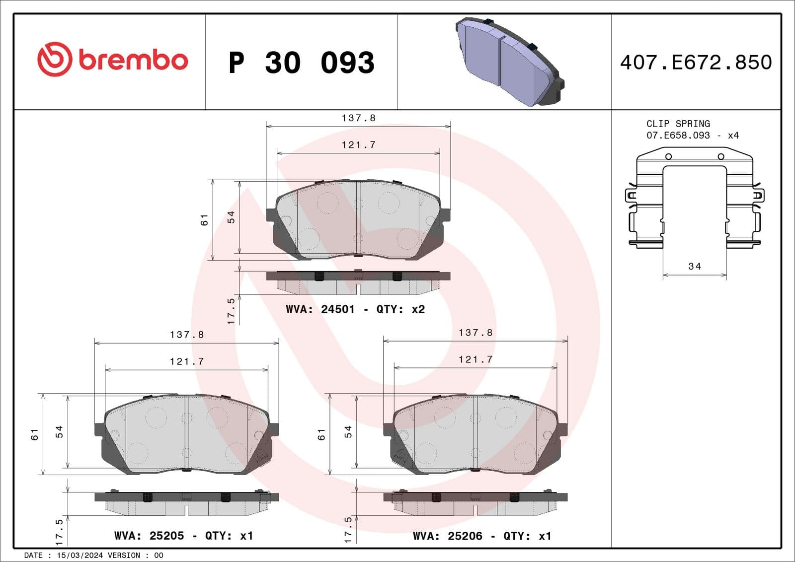 set placute frana,frana disc BREMBO PRIME LINE P 30 093