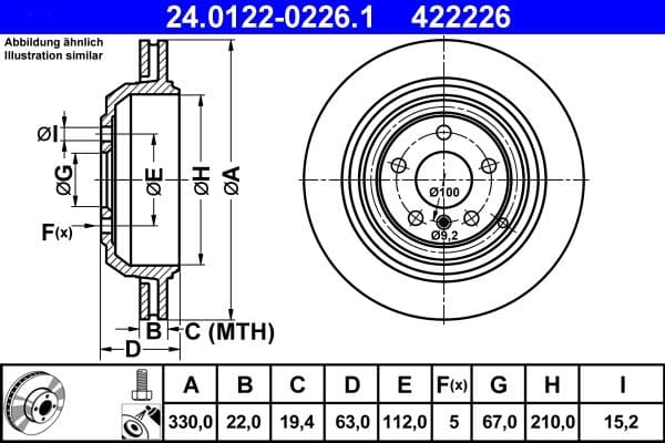 Disc frana ATE 24.0122-0226.1