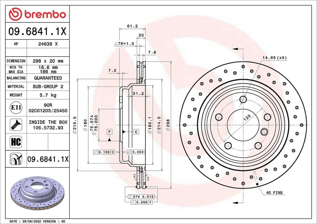 Disc frana BREMBO 09.6841.1X