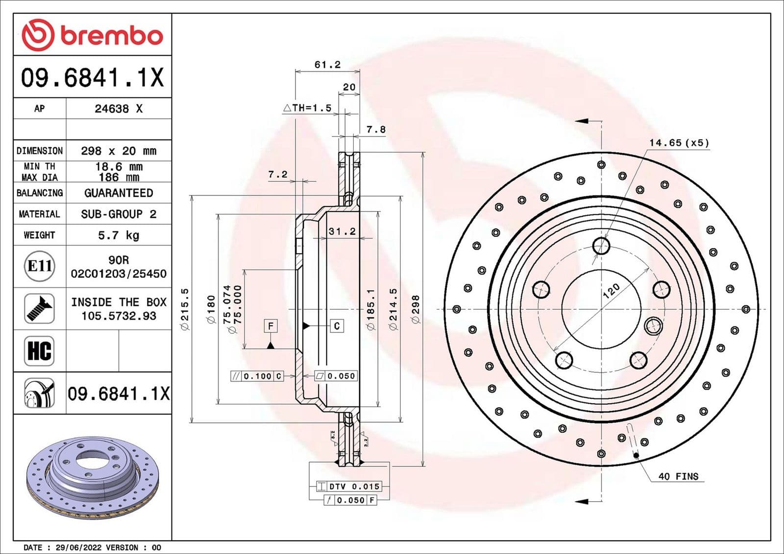 Disc frana BREMBO 09.6841.1X
