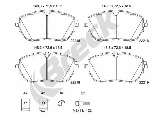 set placute frana,frana disc BRECK 22218 00 701 00