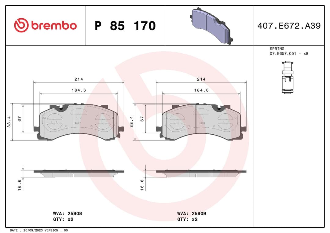 set placute frana,frana disc BREMBO PRIME LINE P 85 170