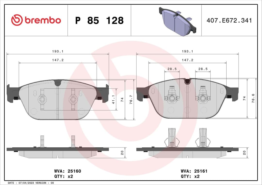 set placute frana,frana disc BREMBO PRIME LINE P 85 128