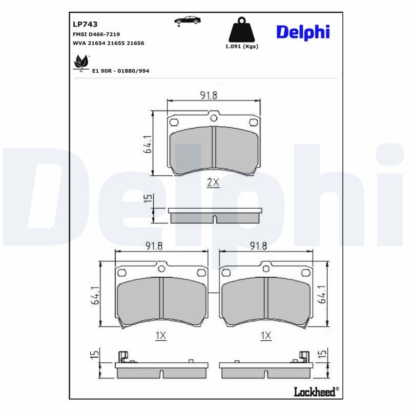 set placute frana,frana disc DELPHI LP743