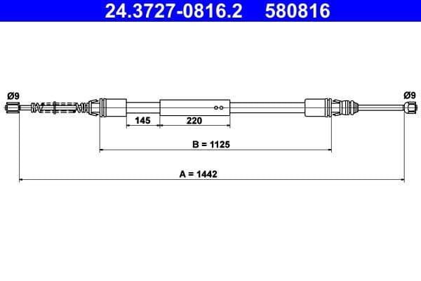 Cablu, frana de parcare ATE 24.3727-0816.2