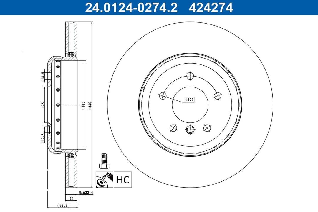 Disc frana ATE 24.0124-0274.2