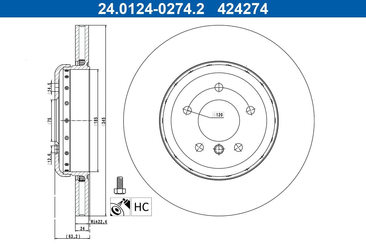 Disc frana ATE 24.0124-0274.2
