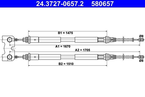Cablu, frana de parcare ATE 24.3727-0657.2