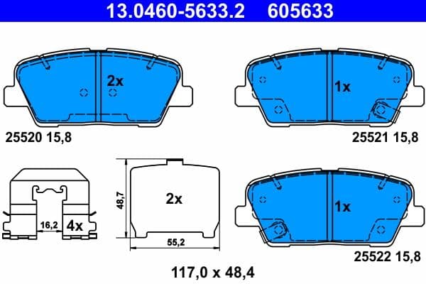 set placute frana,frana disc ATE 13.0460-5633.2