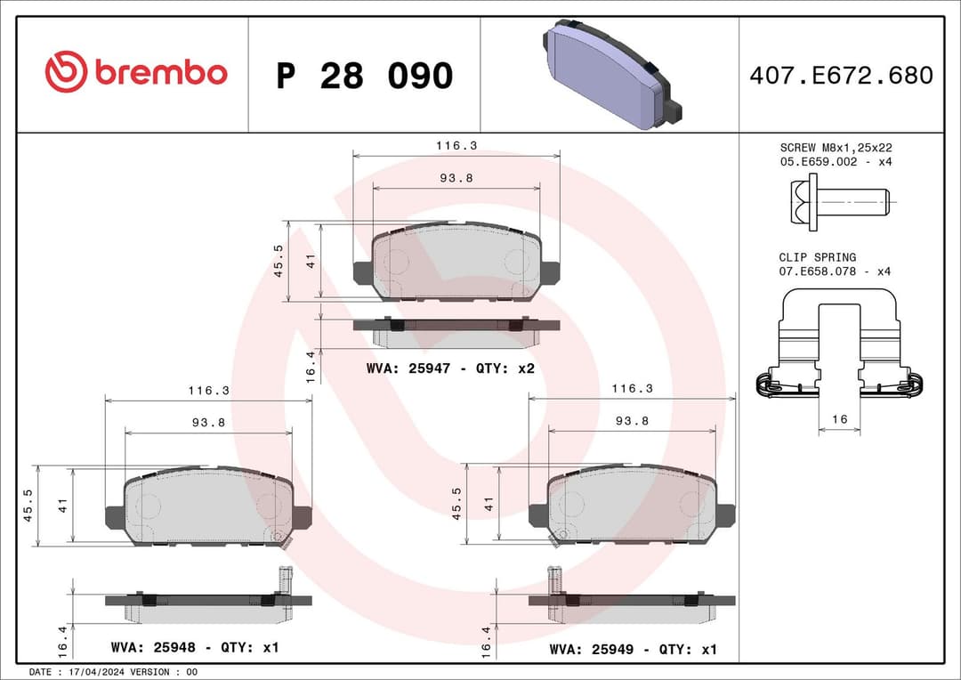 set placute frana,frana disc BREMBO PRIME LINE P 28 090
